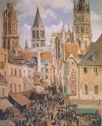 Camille Pissarro The Old Marketplace in Rouen and the Rue de I'Epicerie (mk09) France oil painting reproduction